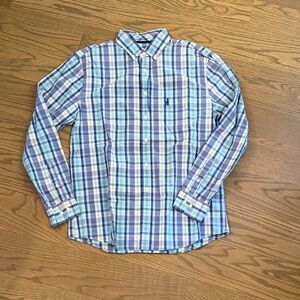 johnnie-O Blue and Green Checkered Men's Shirt
